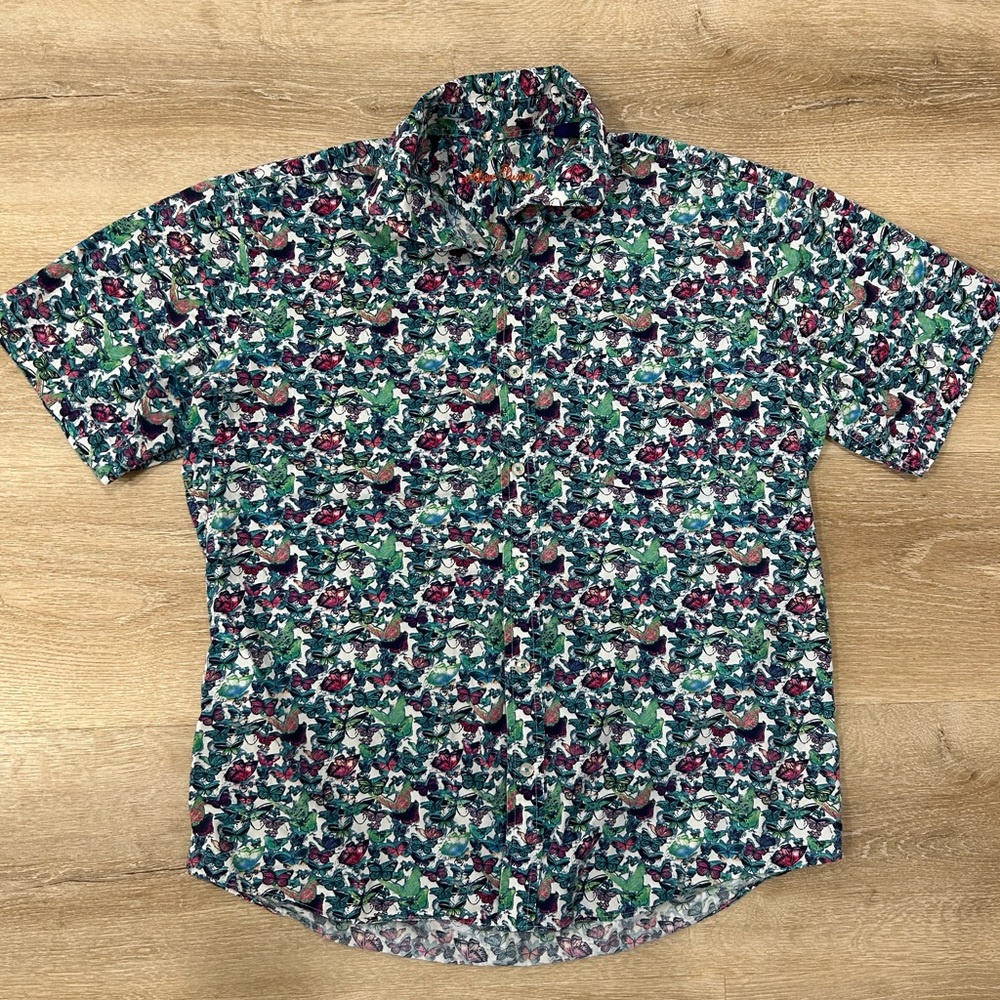 Alan Flusser Short Short Sleeve Large Butterfly Multicolor Button‎ Down Print